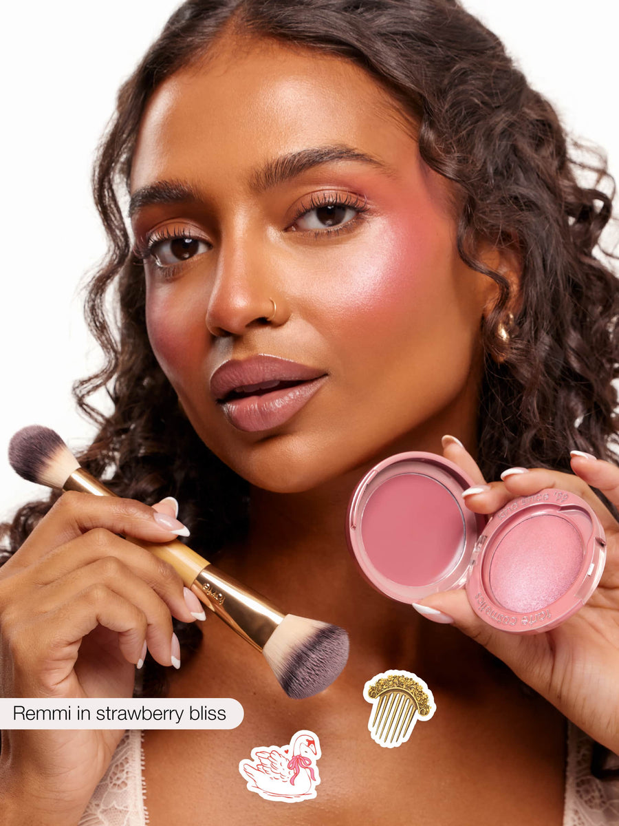 double-ended cream & powder cheek brush coverage result