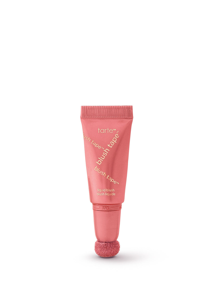 Pink tube of tarte blush lip gloss on a white background