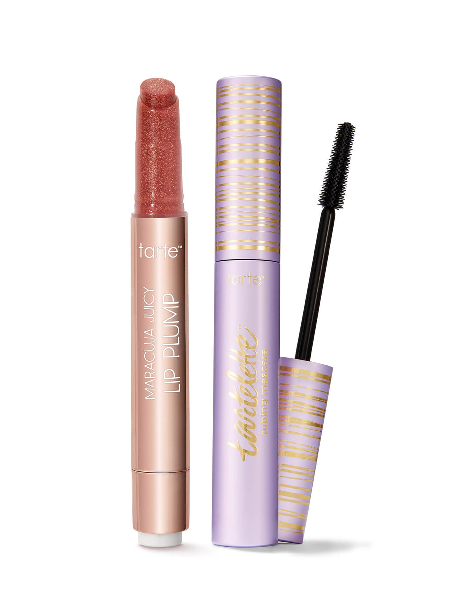 viral shimmer glass lip plump & tubing mascara duo coverage result
