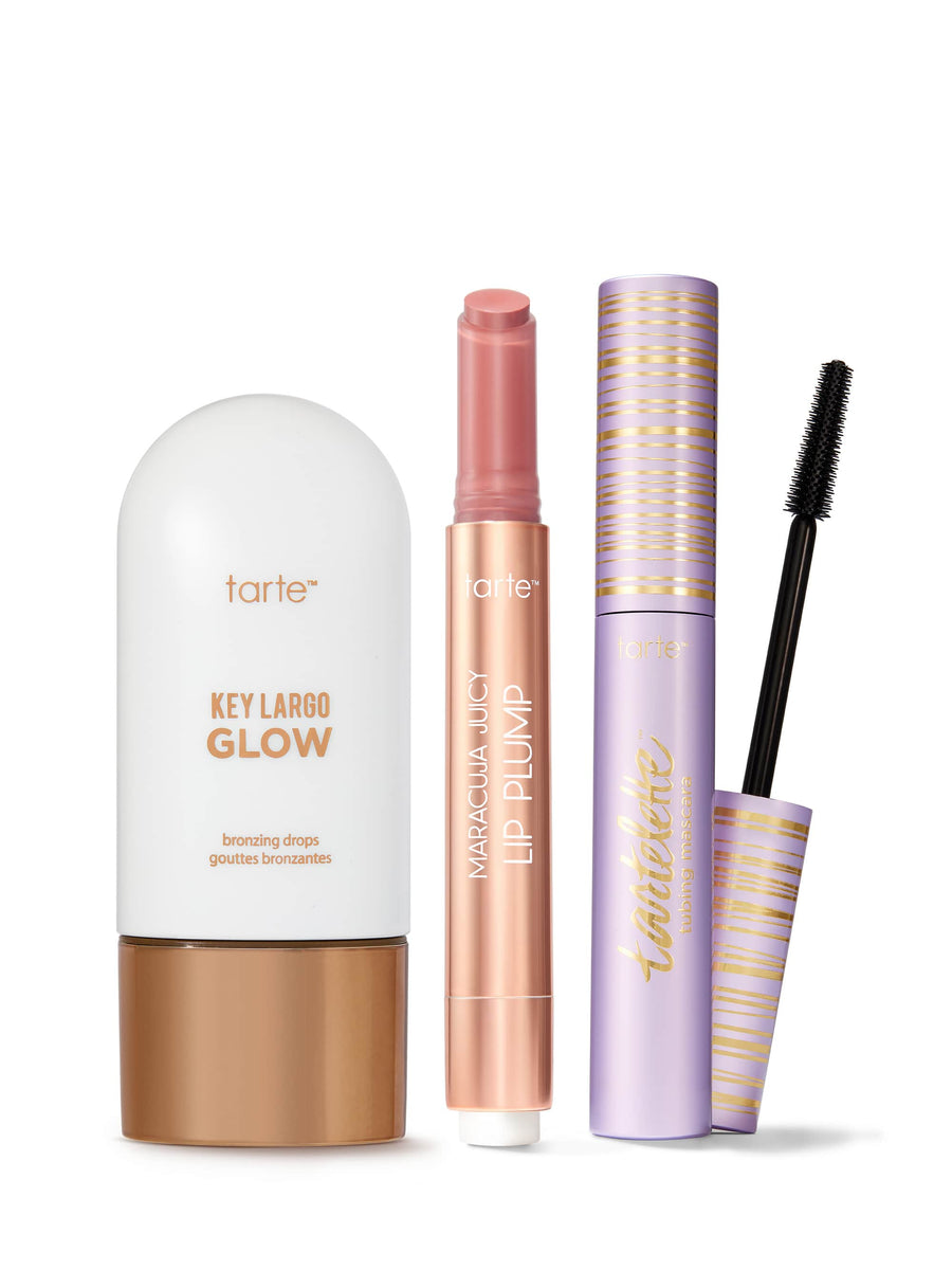 maracuja juicy lip plump, tubing mascara and bronzing drops trio coverage result