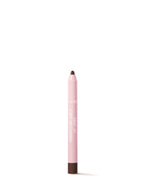 Pink lip liner with brown tip on a white background