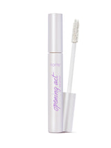 Mascara with white casing and brush on a white background