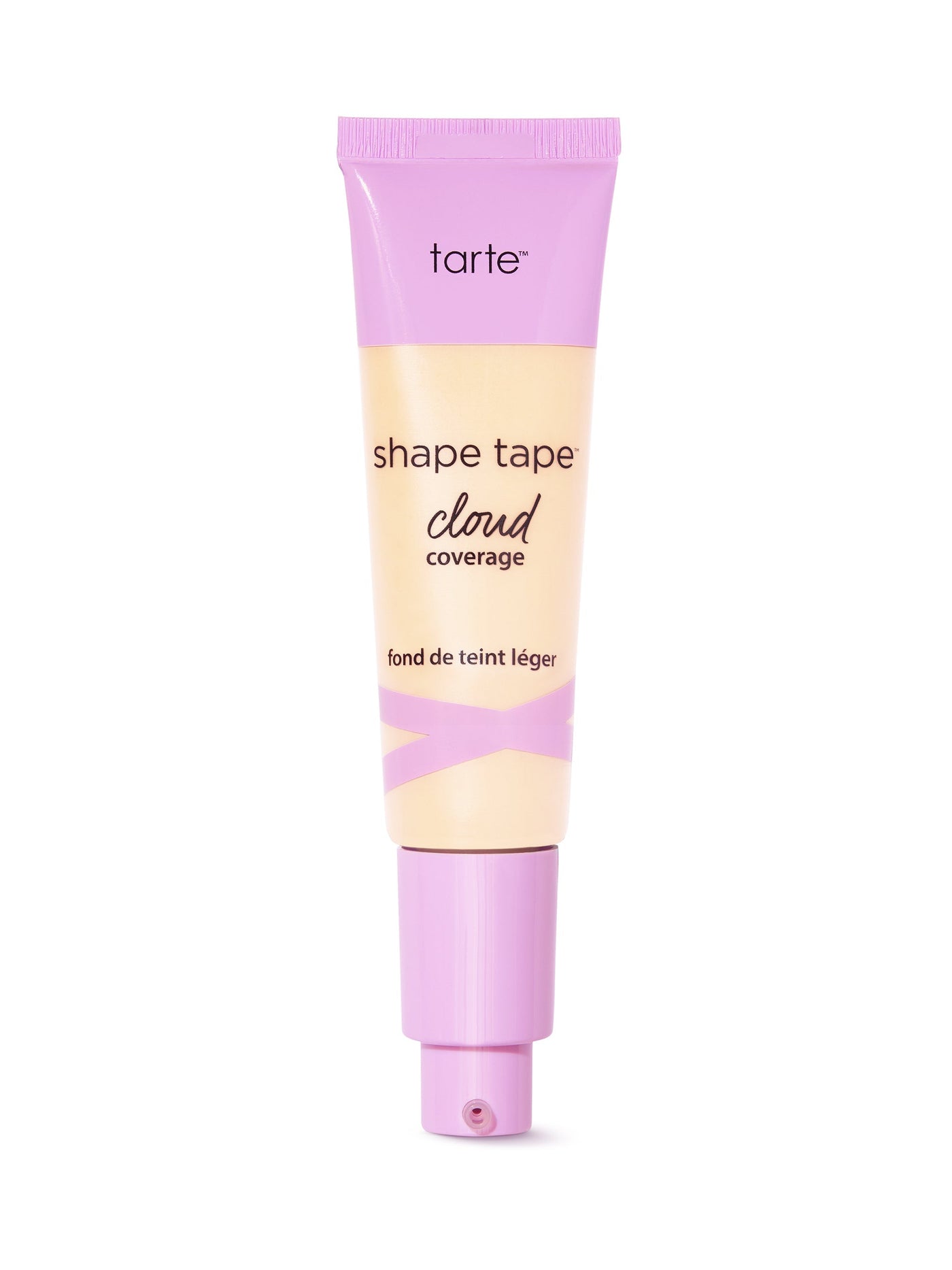 Tarte shape tape cloud cream foundation tube with pink cap on a white background