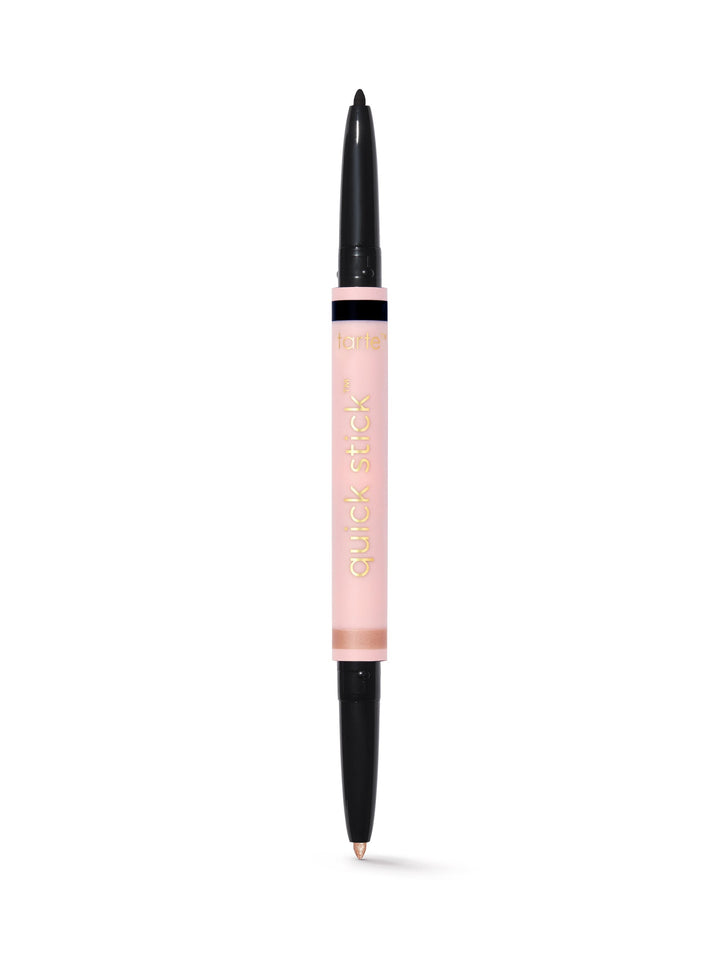 Lip liner with pink casing and black accents on a white background