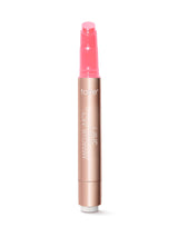 Lip tint with pink cap and rose gold body on a white background